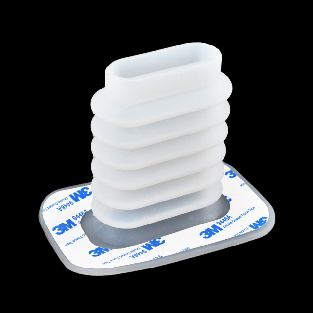 Custom Flexible Rectangular Silicone Rubber Bellows Protective Covers With 3M Adhesive Backing For Car Toy