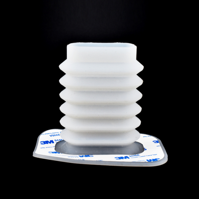 Custom Flexible Rectangular Silicone Rubber Bellows Protective Covers With 3M Adhesive Backing For Car Toy