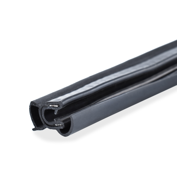 Co-Extruded Black EPDM Edge Trim Custom Solid and Sponge Rubber Trim Seal U Channel Auto Weather Stripping Self-grip Top Seal Profiles For Car