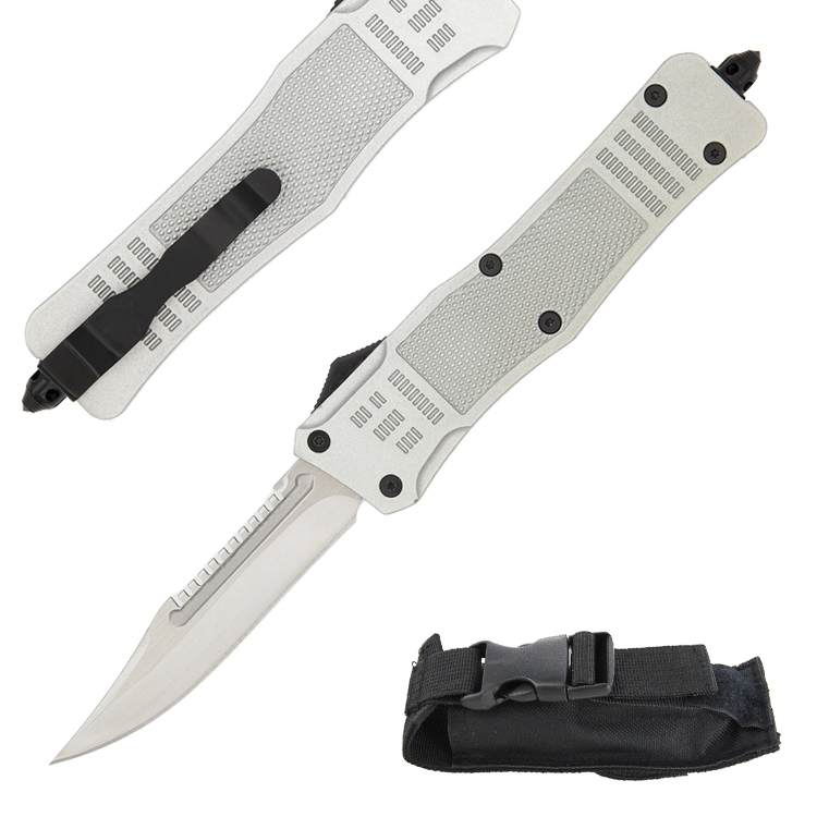 Oem 9 Inch Otf Knife - Tanto Blade And White Handle Camping Survival Automatic Out The Front Knife