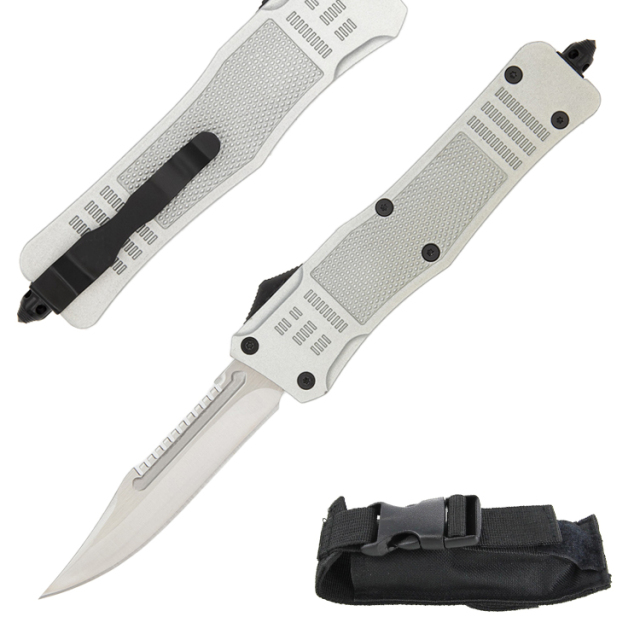 Oem 9 Inch Otf Knife - Tanto Blade And White Handle Camping Survival Automatic Out The Front Knife
