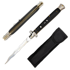 12.5 Inch Italian Automatic Stiletto Knife With Wavy Snake Blade For Outdoor And Fighting