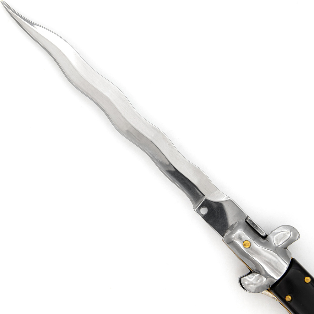 12.5 Inch Italian Automatic Stiletto Knife With Wavy Snake Blade For Outdoor And Fighting