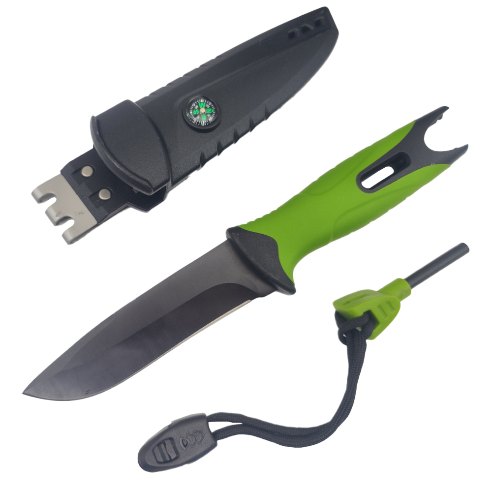 9.5-Inch Outdoor Camping Fixed Blade Knife with 420 Stainless Steel Drop Point Blade and ABS Plastic & Rubber Handle