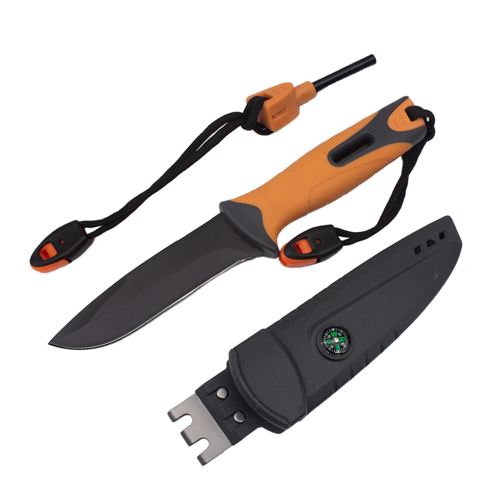 9.5-Inch Outdoor Camping Fixed Blade Knife with 420 Stainless Steel Drop Point Blade and ABS Plastic & Rubber Handle