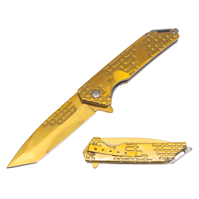 5" Tantu Blade Pocket Knife-Gold Coated Titanium