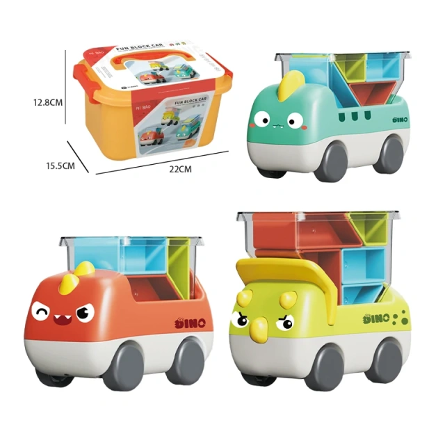 mini plastic dinosaur truck toy building block truck toy educational block toy for kids