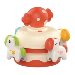 Baby merry-go-round music box toy plastic cartoon horse wind up music box toys