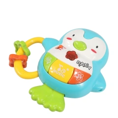 ABS Mini dessin animé pingouin bébé musical éducatif en plastique bébé hochet jouets pour enfants