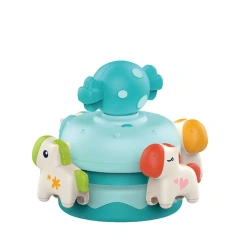 Baby merry-go-round music box toy plastic cartoon horse wind up music box toys