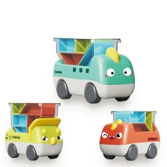 mini plastic dinosaur truck toy building block truck toy educational block toy for kids
