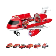 airplane toy with alloy fire vehicle toy set DIY storage airplane toy set