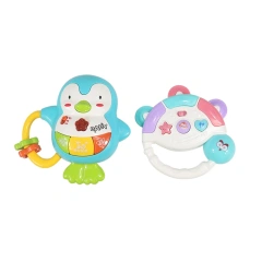 ABS Mini dessin animé pingouin bébé musical éducatif en plastique bébé hochet jouets pour enfants