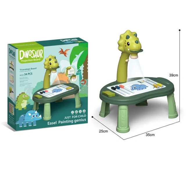 Kids learning game dinosaur projection drawing board table toy educational writing board play set