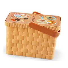 New Style Pretend Role Play Picnic Handbag Basket With Cutlery And Cup Kitchen Toy Set For Kids