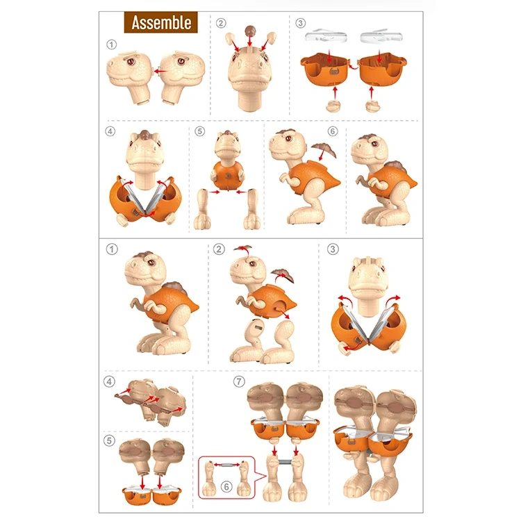 51PCS Kids DIY plastic dinosaur kitchen toy set sliding tyrannosaurs toy set educational toys for children