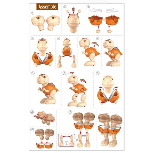 51PCS Kids DIY plastic dinosaur kitchen toy set sliding tyrannosaurs toy set educational toys for children