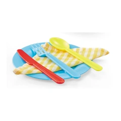 New Style Pretend Role Play Picnic Handbag Basket With Cutlery And Cup Kitchen Toy Set For Kids