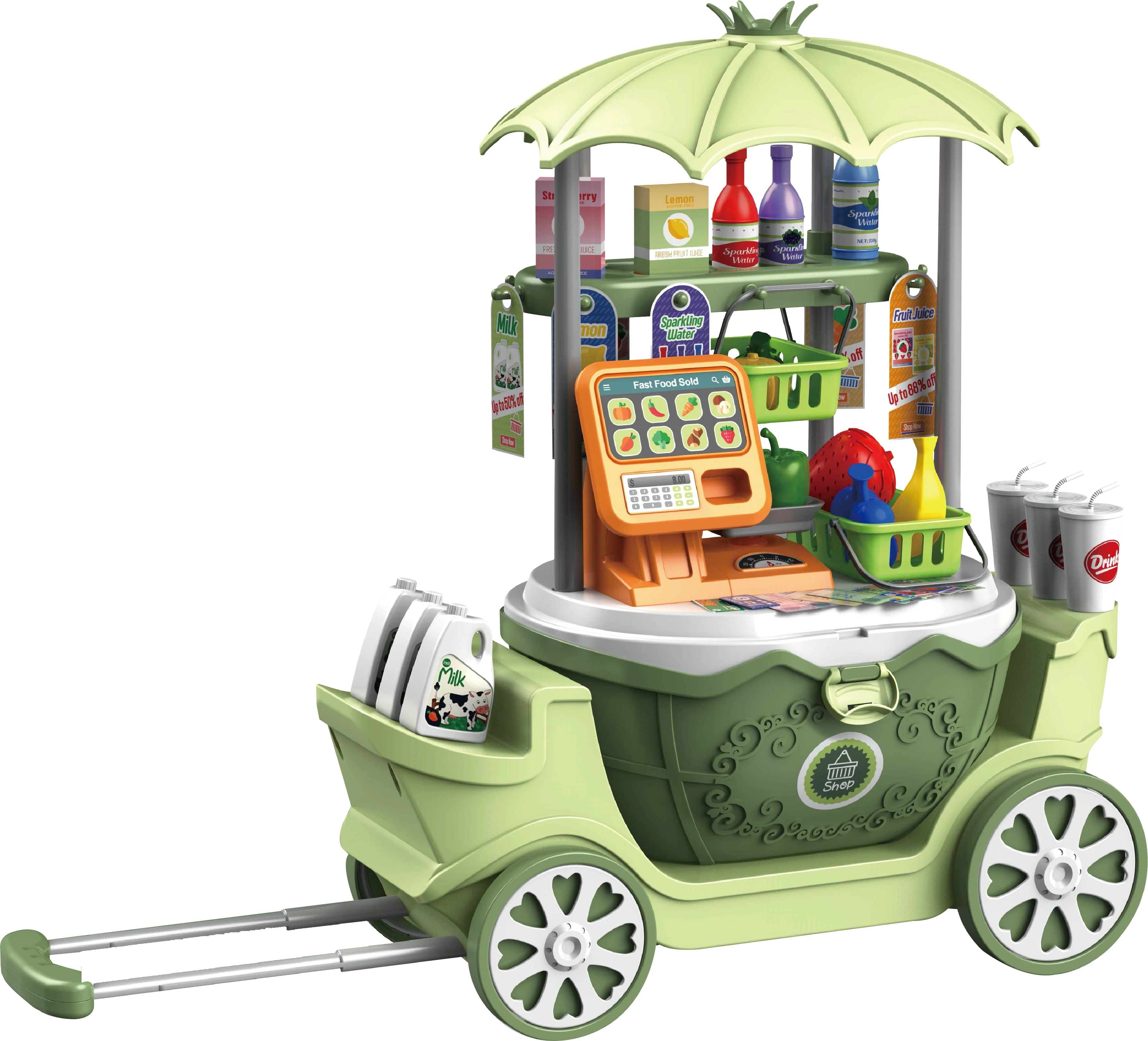 4 in 1 DIY supermarket shopping cart toys educational supermarket toys for children