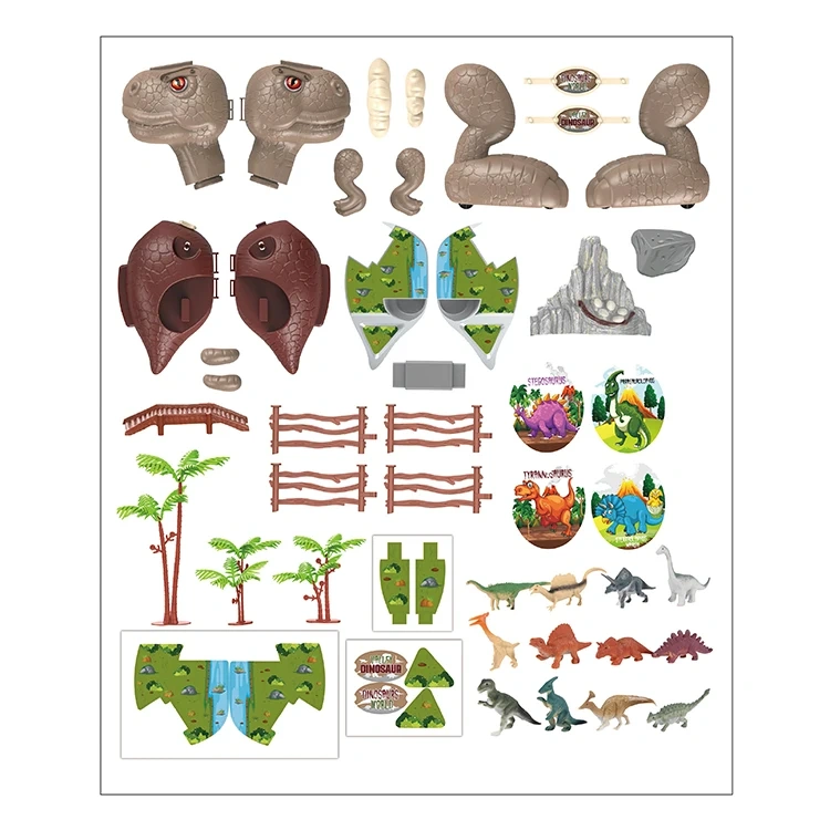 46pcs plastic dinosaur toy set sliding tyrannosaurs dinosaur toy set educational toys for children
