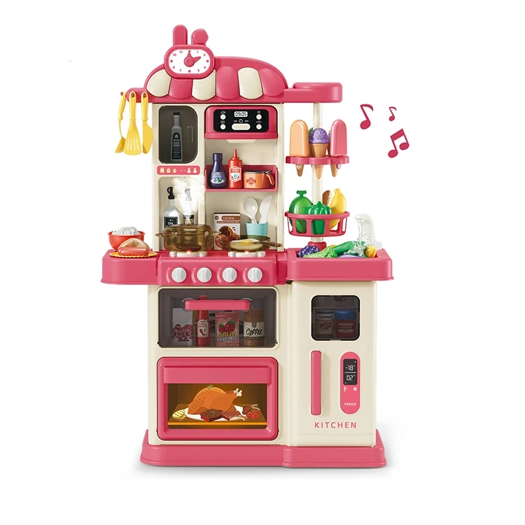 47pcs 82cm big kitchen toy set plastic  spraying kitchen toy with light and sound educational kitchen toys for children