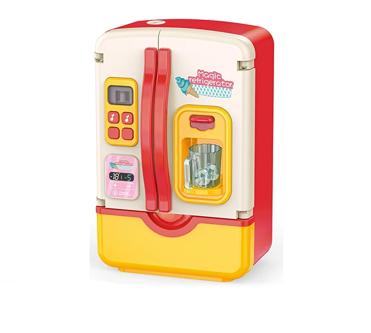 Plastic multiple function refrigerator spraying refrigerator with sound and light play house kitchen toy set