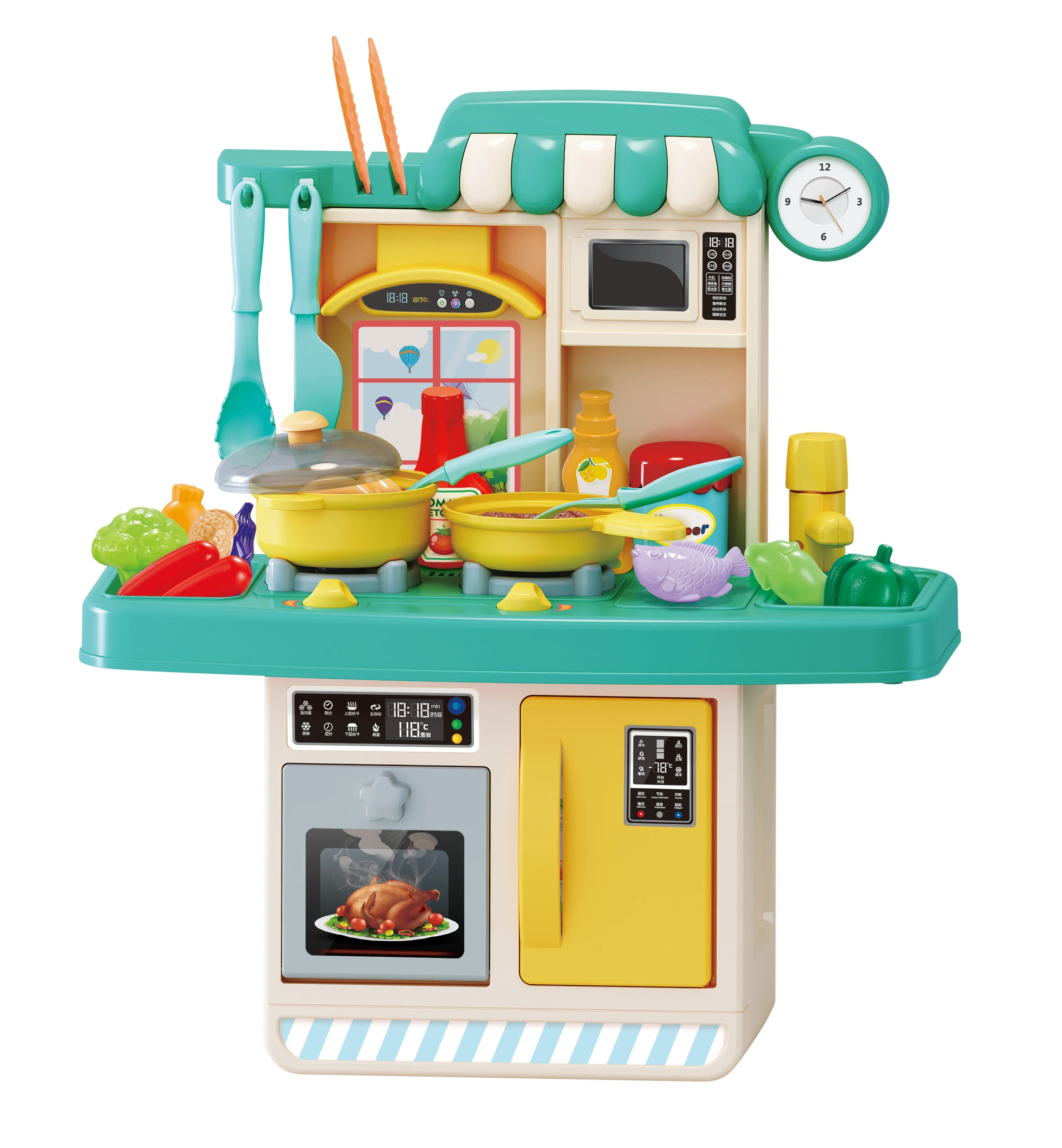 Kitchen Play set 23Pcs role play  Kitchen Set  Kitchen Toys educational play house toy with Lights and Sounds toys for children