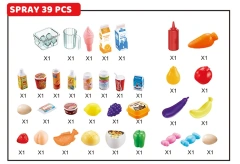 Plastic multiple function refrigerator spraying refrigerator with sound and light play house kitchen toy set