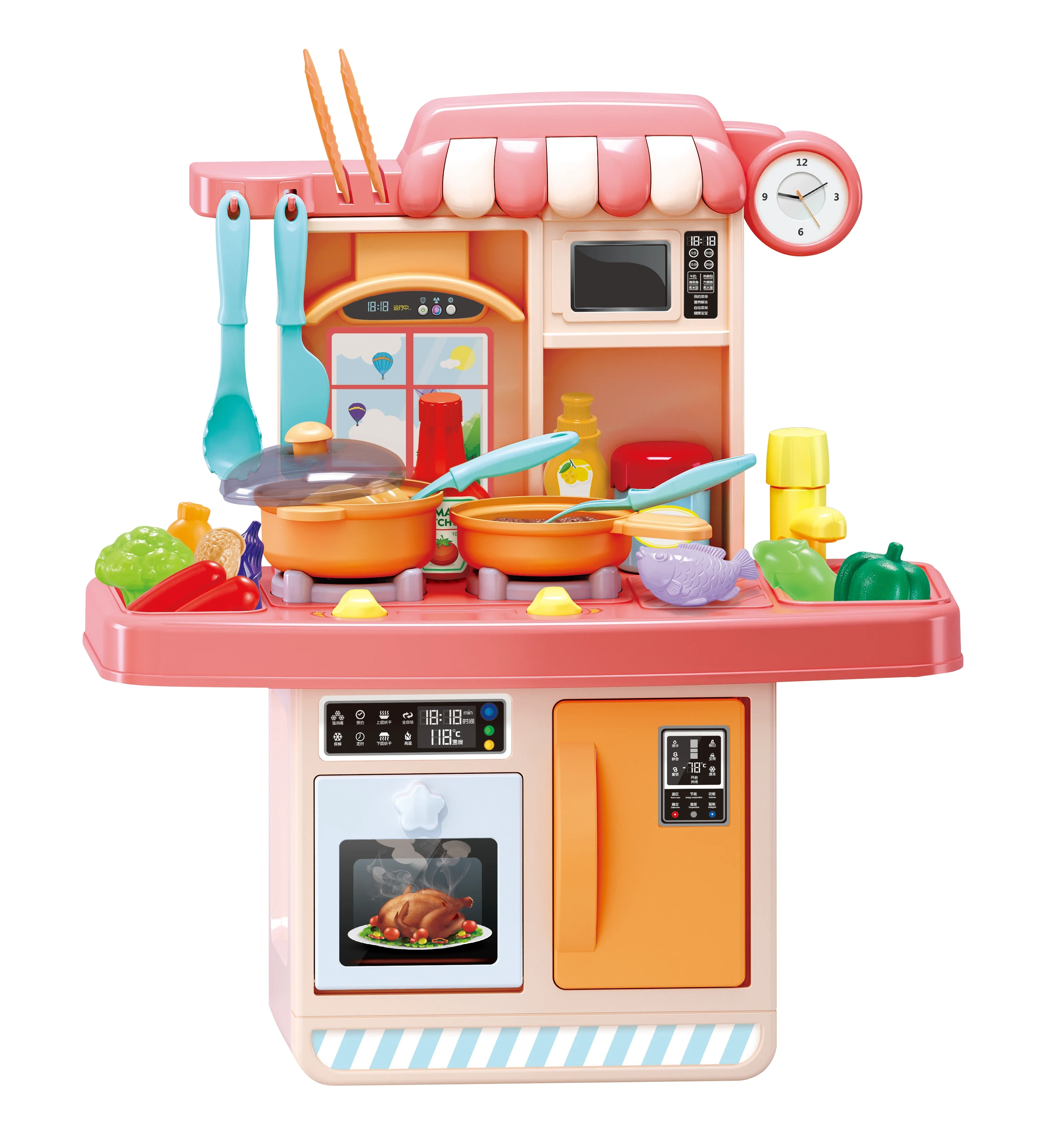 Kitchen Play set 23Pcs role play  Kitchen Set  Kitchen Toys educational play house toy with Lights and Sounds toys for children