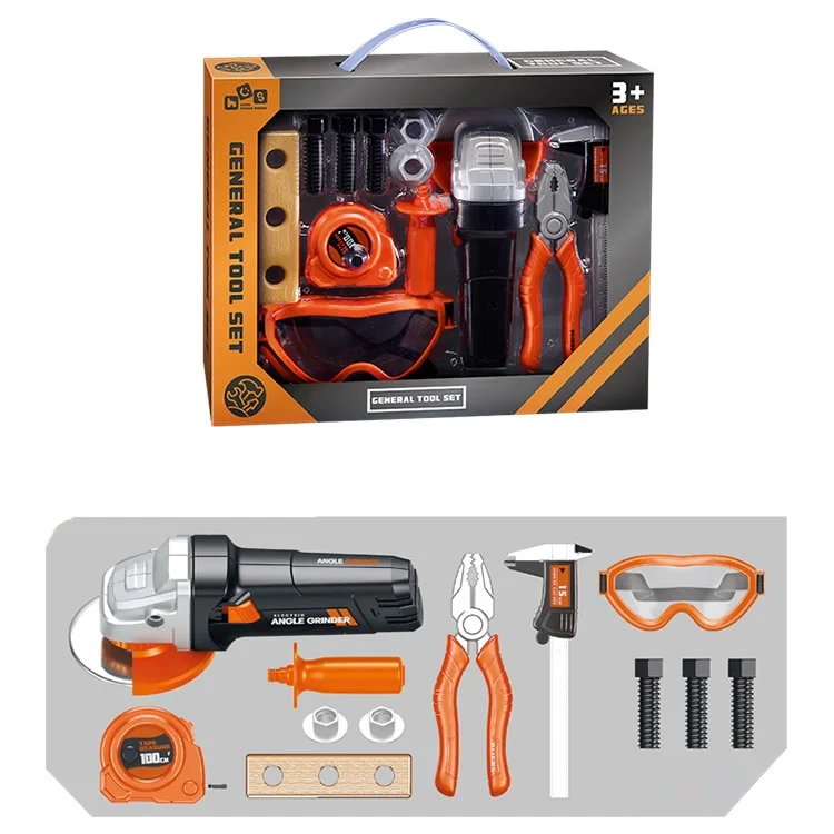 Hot Educational Simulation Electric Angle Grinder DIY Tool Toys Set for Preschool Kids Pretend Play