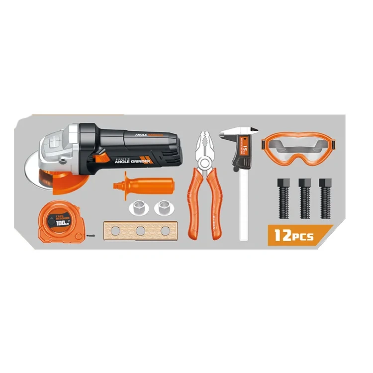Hot Educational Simulation Electric Angle Grinder DIY Tool Toys Set for Preschool Kids Pretend Play