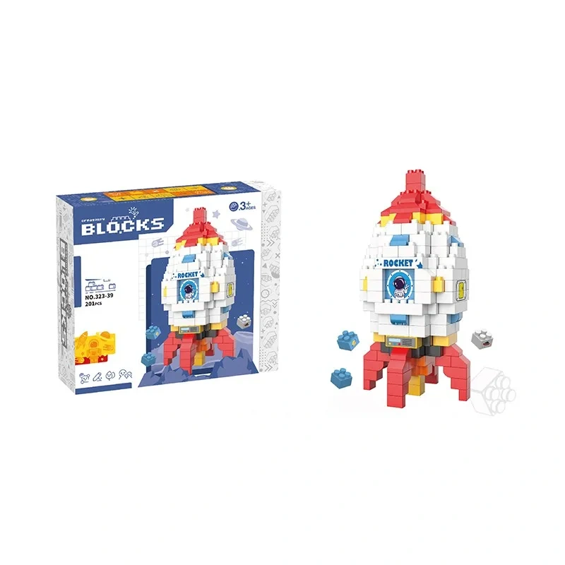 kids plastic building block toys DIY assembly rocket building block toys educational block toys for children