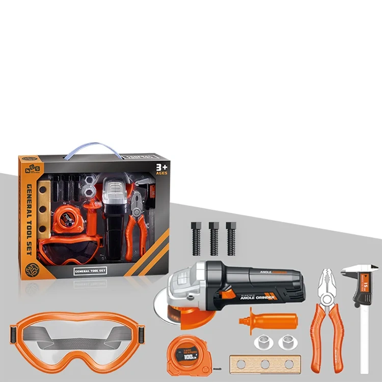 Hot Educational Simulation Electric Angle Grinder DIY Tool Toys Set for Preschool Kids Pretend Play