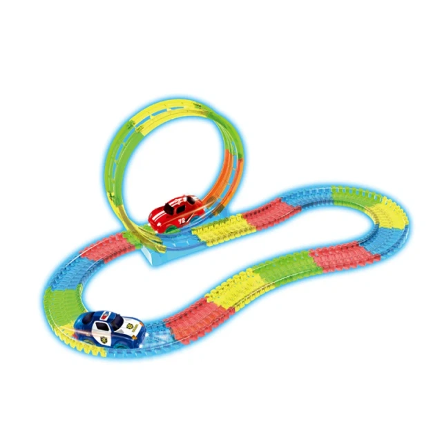 DIY assembly slot track toy set with car with light luminous track toy set wholesale track toy set