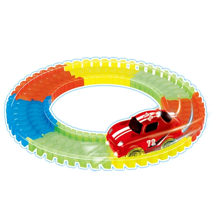 Luminous track toy set DIY assembly plastic slot toy with electric car educational track glow in the dark