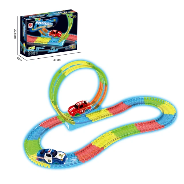 DIY assembly slot track toy set with car with light luminous track toy set wholesale track toy set