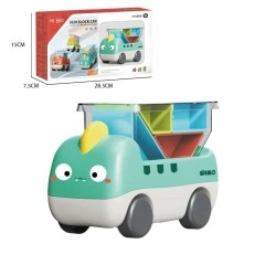 Cartoon dinosaur shape truck plastic block dinosaur truck toy educational building block toy car for kids