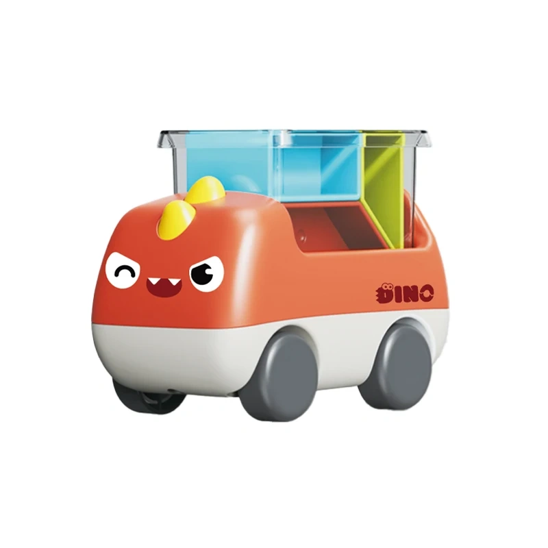 Cartoon dinosaur shape truck plastic block dinosaur truck toy educational building block toy car for kids