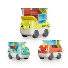 Cartoon dinosaur shape truck plastic block dinosaur truck toy educational building block toy car for kids