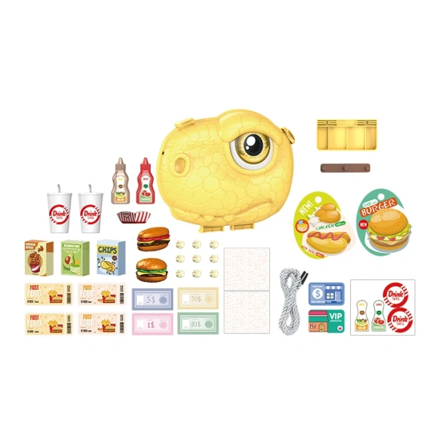 DIY assembly dinosaur fast food toy set plastic sliding dinosaur hamburger toys for children