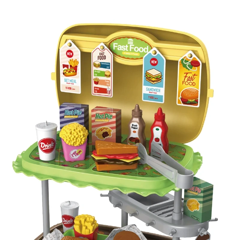 Wholesale pretend play fast food kitchen restaurant toys burger toys set