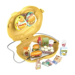 DIY assembly dinosaur fast food toy set plastic sliding dinosaur hamburger toys for children