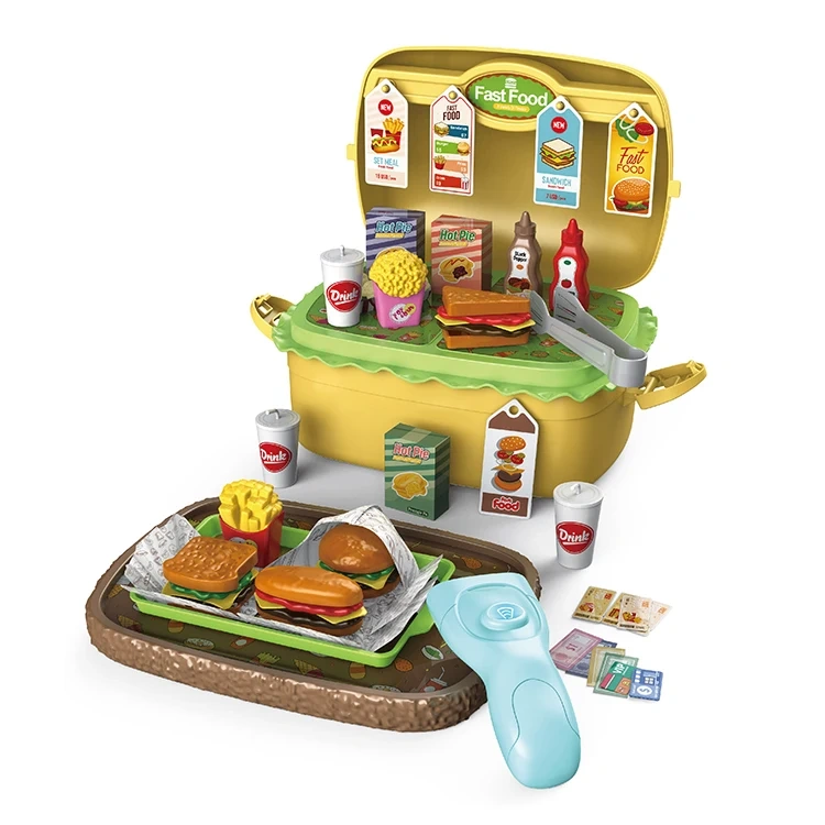 Wholesale pretend play fast food kitchen restaurant toys burger toys set