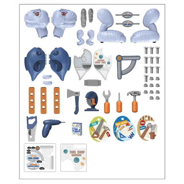 Kids DIY plastic dinosaur tool kit toy set sliding tyrannosaurs toy set educational toys for children