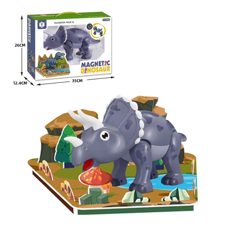 DIY assembly dinosaur toy plastic magnetic dinosaur toys educational dinosaur world toy set for kids