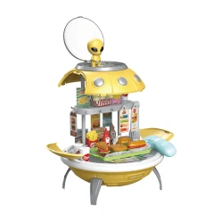 60PCS Kids pretend play UFO hamburger toy set plastic 3 in 1 UFO play house toys educational hamburger toys for children