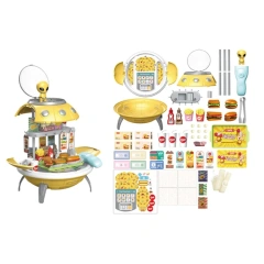 60PCS Kids pretend play UFO hamburger toy set plastic 3 in 1 UFO play house toys educational hamburger toys for children