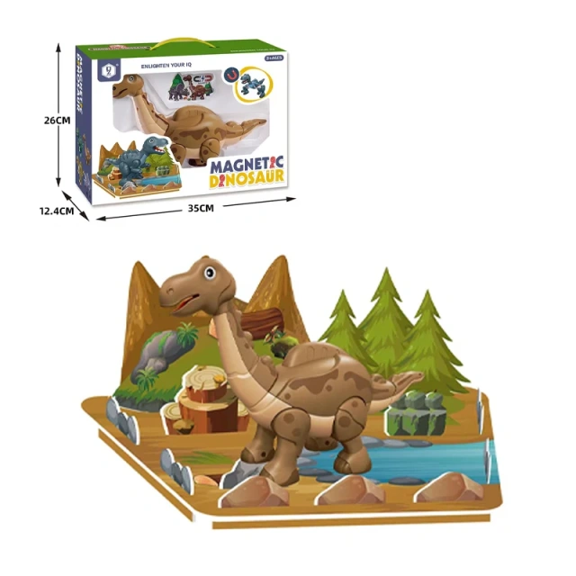 DIY assembly dinosaur toy plastic magnetic dinosaur toys educational dinosaur world toy set for kids