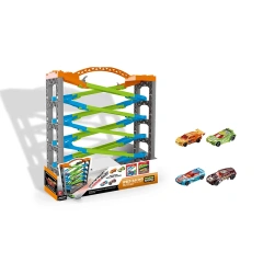 Kids double track tot set DIY assembly 5 level track toys with 2pcs die cast toy car