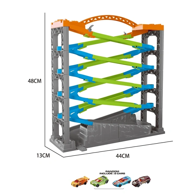 Kids double track tot set DIY assembly 5 level track toys with 2pcs die cast toy car